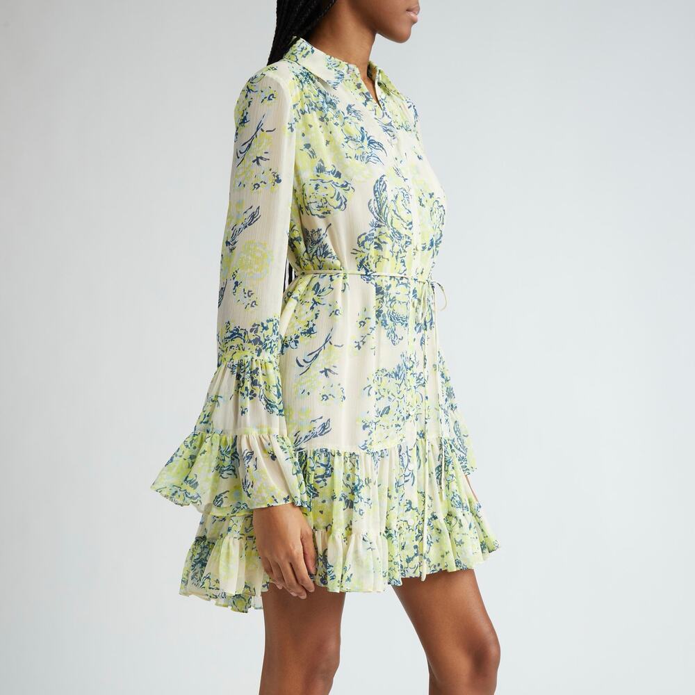 Cinq a Sept Lyra Floral Bell-Sleeve Mini Shirt Dress - Picture 6 of 6